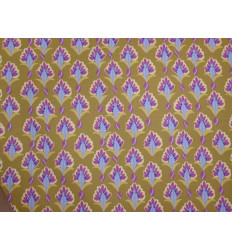 Crepé floral elástico verde oliva | Tela fluida y cómoda
