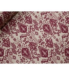 Crepé estampado burdeos crudo | Tela fluida y cómoda