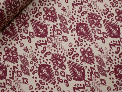 Crepé estampado burdeos crudo | Tela fluida y cómoda