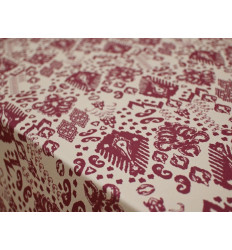 Crepé estampado burdeos crudo | Tela fluida y cómoda