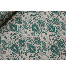 Crepé estampado verde crudo | Tela fluida y cómoda