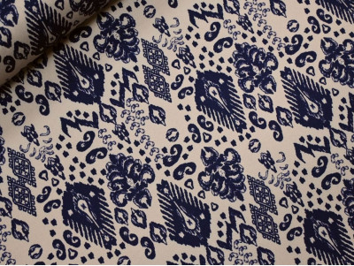 Crepé estampado marino crudo | Tela fluida y cómoda