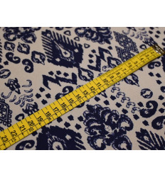 Crepé estampado marino crudo | Tela fluida y cómoda