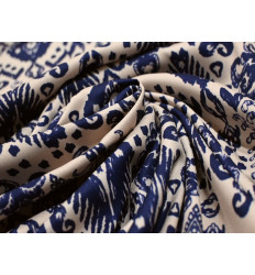 Crepé estampado marino crudo | Tela fluida y cómoda