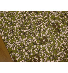 Crepé Satén Floral Verde Oliva