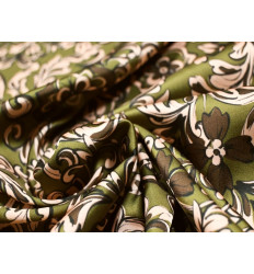 Crepé Satén Floral Verde Oliva