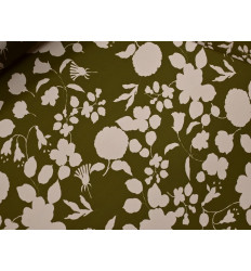 Crepé Elástico Floral Verde Oliva