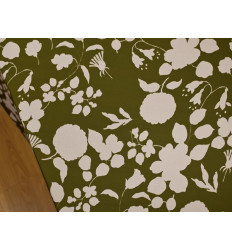 Crepé Elástico Floral Verde Oliva