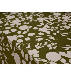 Crepé Elástico Floral Verde Oliva