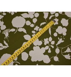 Crepé Elástico Floral Verde Oliva