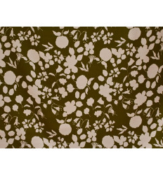 Crepé Elástico Floral Verde Oliva