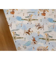 Popelín Estampado Infantil de Animales Aviadores| 100% Algodón
