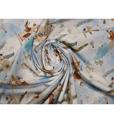 Popelín Estampado Infantil de Animales Aviadores| 100% Algodón
