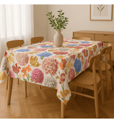 Mantelería Estampada de Flores | Fondo Negro