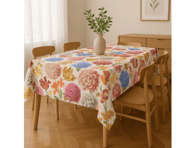 Mantelería Estampada de Flores | Fondo Negro