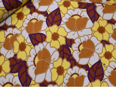 Viscosa floral retro | Tejido fluido 100% para prendas ligeras