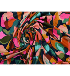 Viscosa abstracta multicolor | Tejido fluido 100% suave y fresco