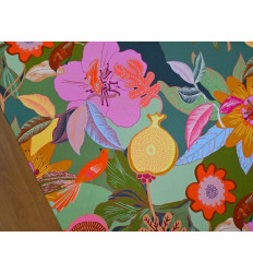 Viscosa tropical botánica | Estampado floral y aves exóticas