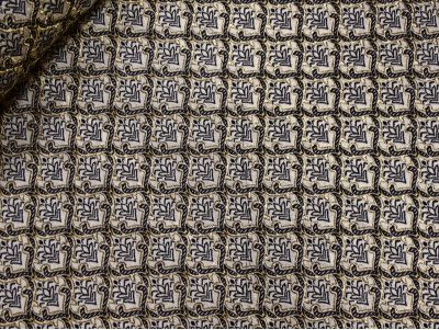 Jacquard barroco dorado y negro | Tejido estructurado 310 g/m²