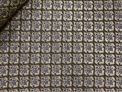 Jacquard barroco dorado y negro | Tejido estructurado 310 g/m²