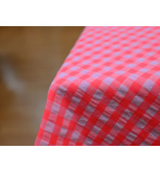 Tejido Vichy Seersucker Rosa Neón | Algodón y Poliéster