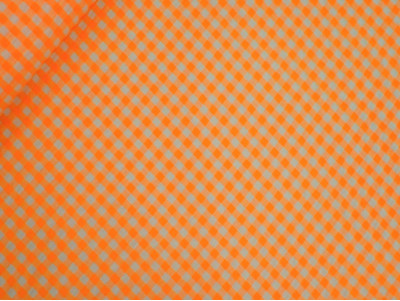 Tejido Vichy Seersucker Naranja Neón | Algodón y Poliéster
