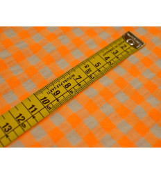 Tejido Vichy Seersucker Naranja Neón | Algodón y Poliéster
