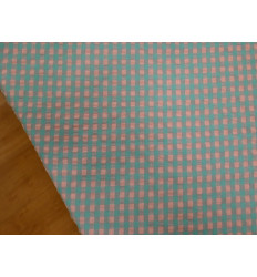 Tejido Vichy Seersucker Pastel – Verde Agua y Rosa Suave