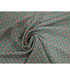 Tejido Vichy Seersucker Pastel – Verde Agua y Rosa Suave