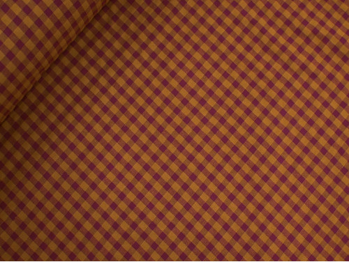 Vichy Seersucker ocre y buganvilla