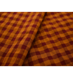 Vichy Seersucker ocre y buganvilla