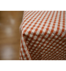 Vichy Seersucker Teja y Beige | Tejido fresco sin plancha