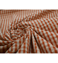 Vichy Seersucker Teja y Beige | Tejido fresco sin plancha