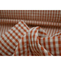 Vichy Seersucker Teja y Beige | Tejido fresco sin plancha