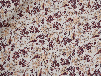 Popelín Estampado Floral con Pájaros | Algodón 100%