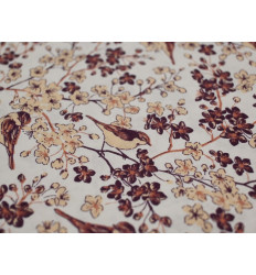 Popelín Estampado Floral con Pájaros | Algodón 100%