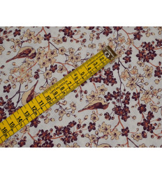 Popelín Estampado Floral con Pájaros | Algodón 100%