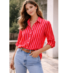 Algodón de rayas rojo y rosa | 100% Algodón