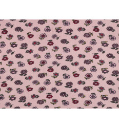 Muselina Algodón Flores Vintage Rosa | 135 cm - 115 Gr/m²