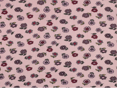 Muselina Algodón Flores Vintage Rosa | 135 cm - 115 Gr/m²