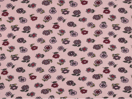 Muselina Algodón Flores Vintage Rosa | 135 cm - 115 Gr/m²