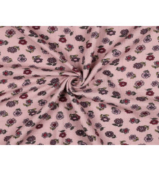 Muselina Algodón Flores Vintage Rosa | 135 cm - 115 Gr/m²