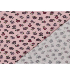 Muselina Algodón Flores Vintage Rosa | 135 cm - 115 Gr/m²