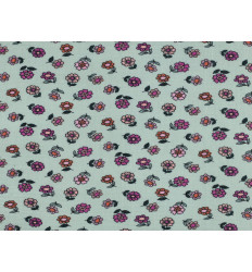 Muselina Algodón Flores Vintage Verde | 135 cm - 115 Gr/m²