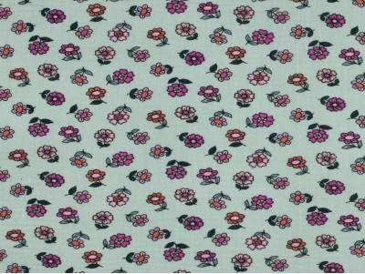 Muselina Algodón Flores Vintage Verde | 135 cm - 115 Gr/m²