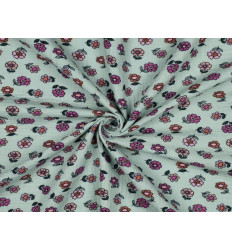 Muselina Algodón Flores Vintage Verde | 135 cm - 115 Gr/m²