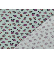 Muselina Algodón Flores Vintage Verde | 135 cm - 115 Gr/m²