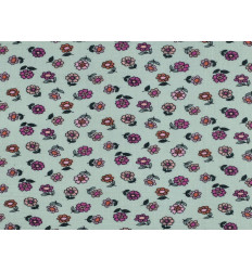 Muselina Algodón Flores Vintage Verde | 135 cm - 115 Gr/m²