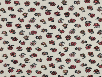 Muselina Algodón Flores Vintage Crudo | 135 cm - 115 Gr/m²