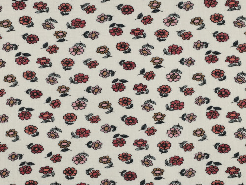 Muselina Algodón Flores Vintage Crudo | 135 cm - 115 Gr/m²